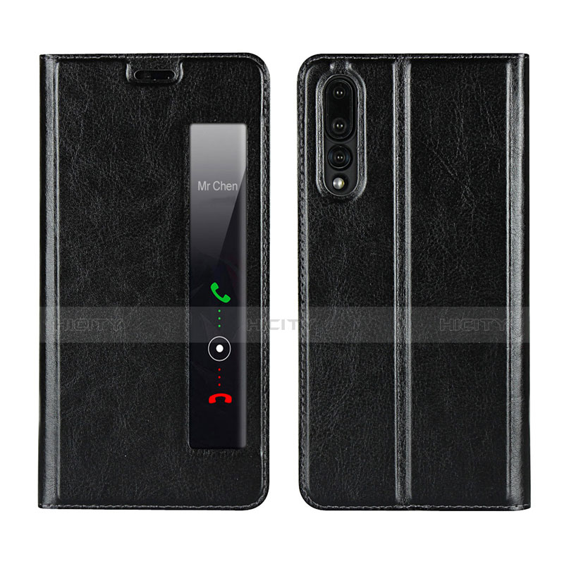 Handytasche Stand Schutzhülle Leder Hülle L01 für Huawei P20 Pro Schwarz