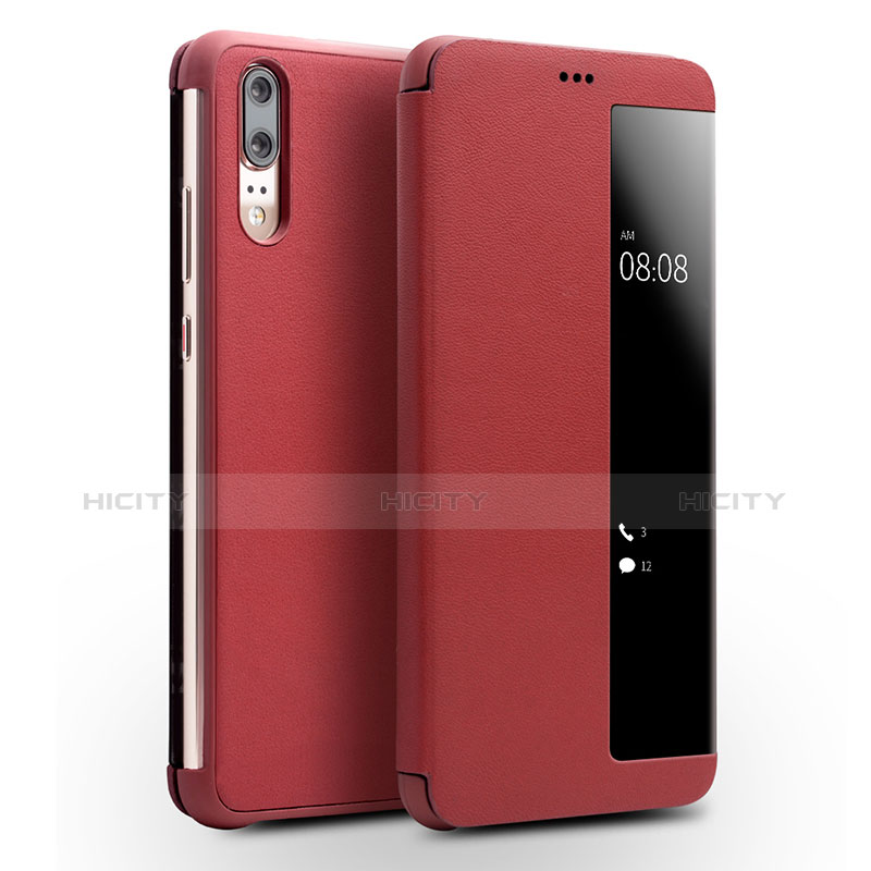 Handytasche Stand Schutzhülle Leder Hülle L01 für Huawei P20 Rot Plus