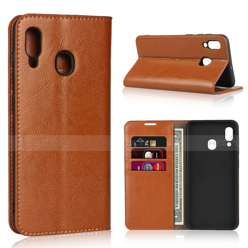 Handytasche Stand Schutzhülle Leder Hülle L01 für Samsung Galaxy A30 Orange