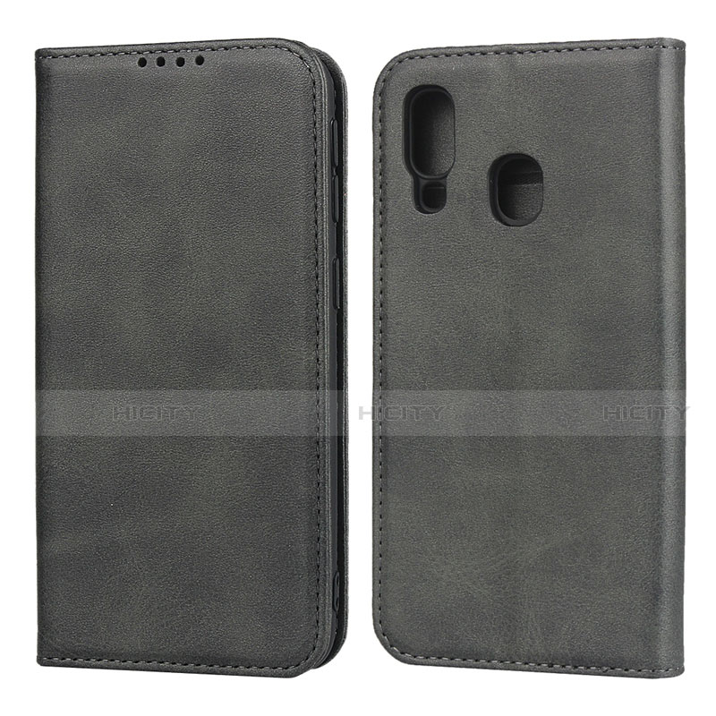 Handytasche Stand Schutzhülle Leder Hülle L01 für Samsung Galaxy A40 Schwarz