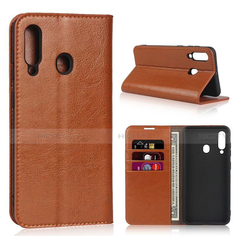 Handytasche Stand Schutzhülle Leder Hülle L01 für Samsung Galaxy A60 Orange