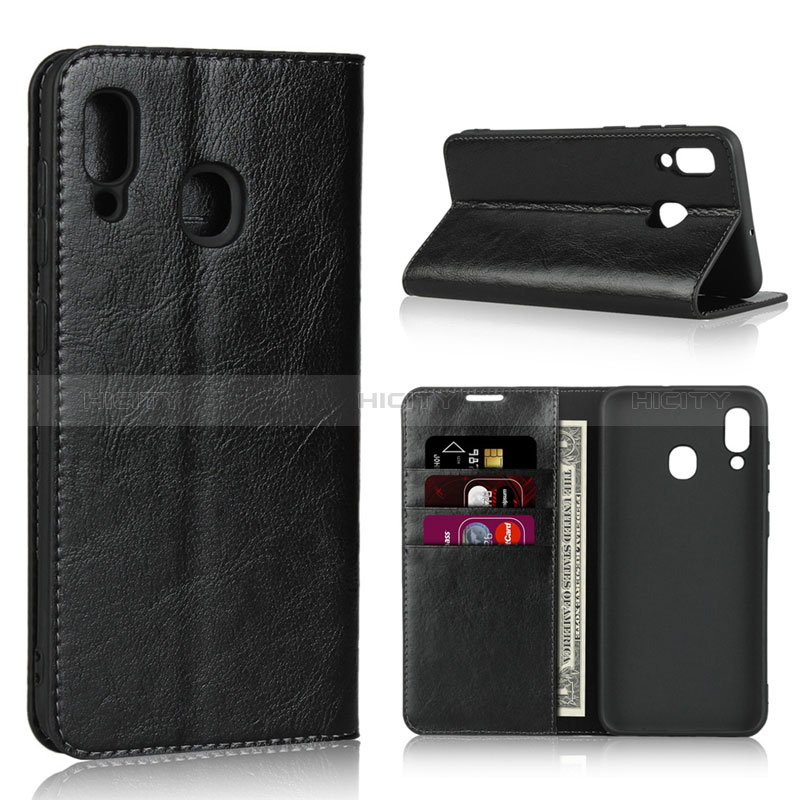 Handytasche Stand Schutzhülle Leder Hülle L01 für Samsung Galaxy M10S Schwarz Plus