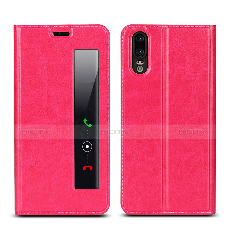 Handytasche Stand Schutzhülle Leder Hülle L02 für Huawei P20 Pink