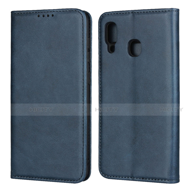 Handytasche Stand Schutzhülle Leder Hülle L02 für Samsung Galaxy A30 Blau Plus