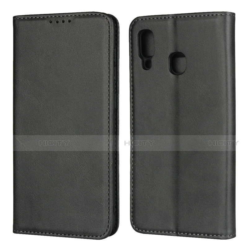 Handytasche Stand Schutzhülle Leder Hülle L02 für Samsung Galaxy A30 Schwarz Plus