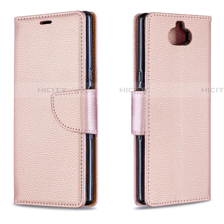 Handytasche Stand Schutzhülle Leder Hülle L02 für Sony Xperia 10 Plus Rosegold