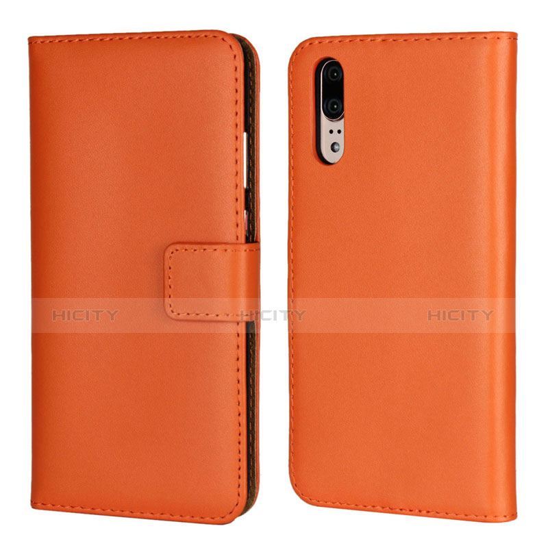 Handytasche Stand Schutzhülle Leder Hülle L03 für Huawei P20 Orange