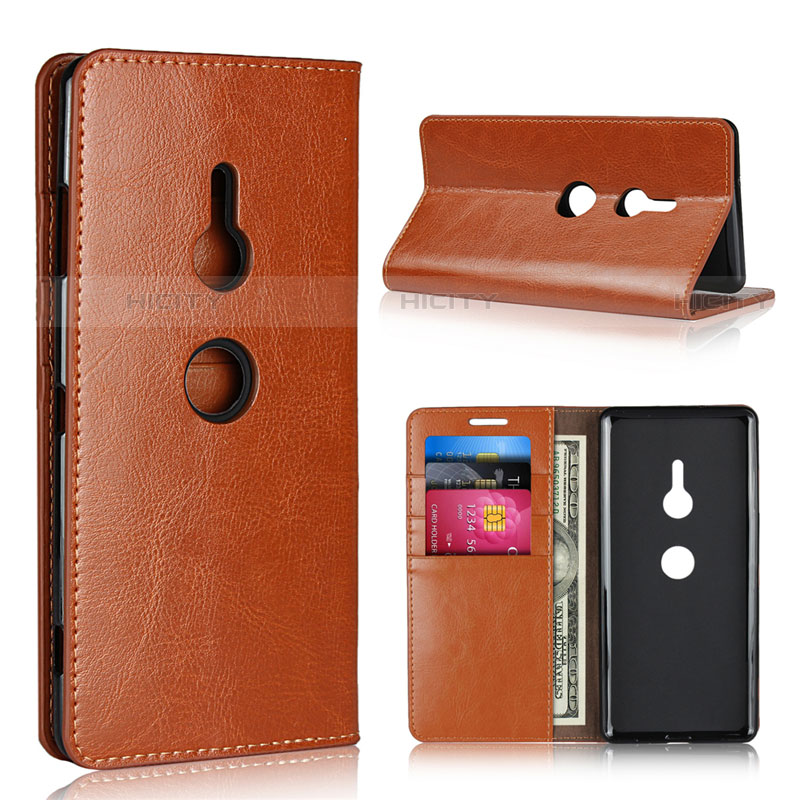 Handytasche Stand Schutzhülle Leder Hülle L03 für Sony Xperia XZ3 Orange