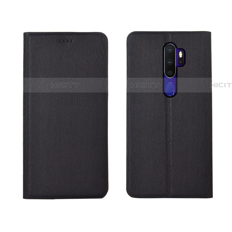 Handytasche Stand Schutzhülle Leder Hülle L04 für Oppo A11X Schwarz