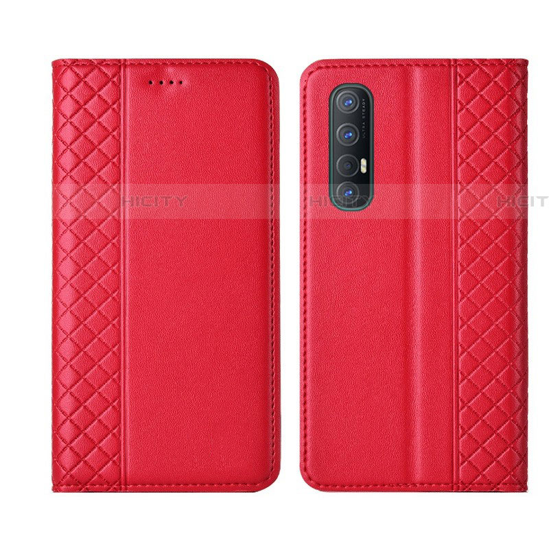 Handytasche Stand Schutzhülle Leder Hülle L04 für Oppo Reno3 Pro Rot Plus