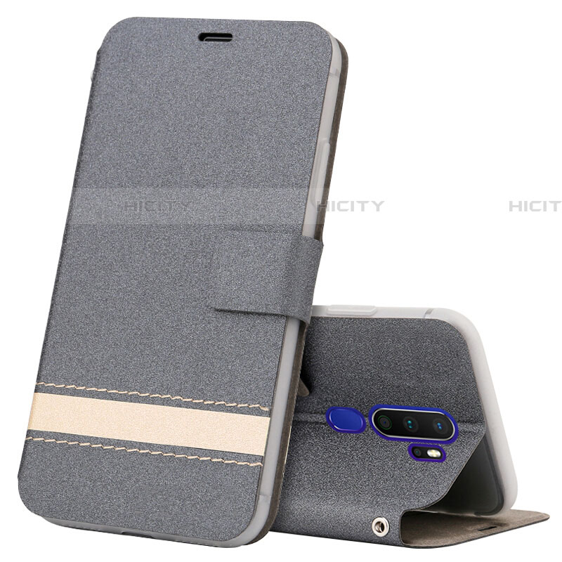 Handytasche Stand Schutzhülle Leder Hülle L05 für Oppo A11X Grau