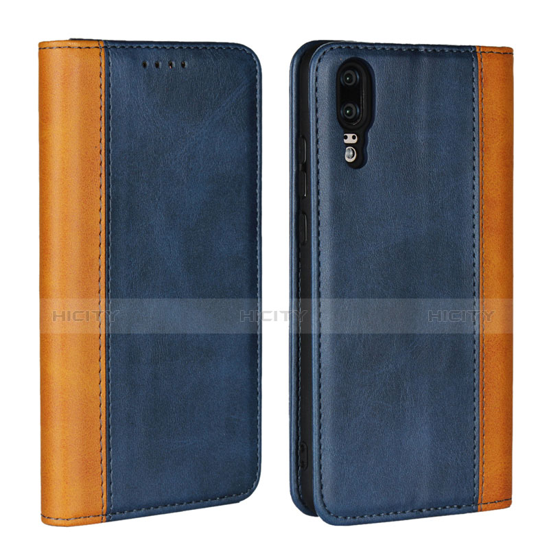 Handytasche Stand Schutzhülle Leder Hülle L07 für Huawei P20 Blau