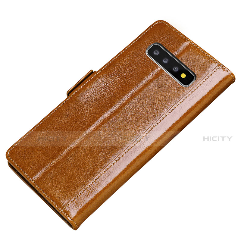 Handytasche Stand Schutzhülle Leder Hülle P01 für Samsung Galaxy S10 5G Orange Plus