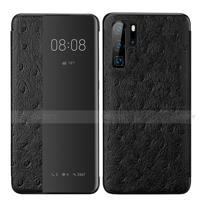 Handytasche Stand Schutzhülle Leder Hülle P02 für Huawei P30 Pro Schwarz