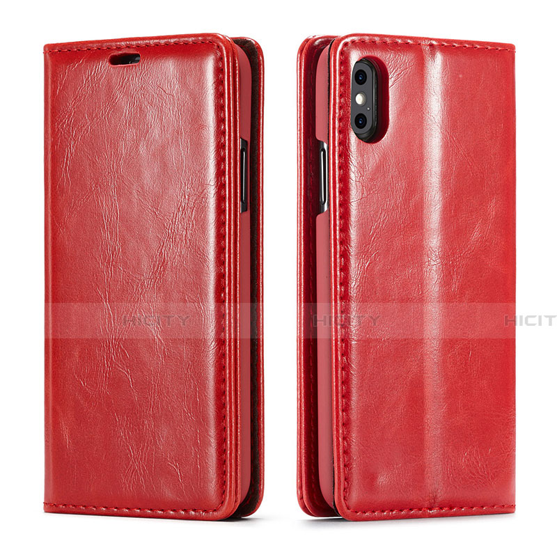 Handytasche Stand Schutzhülle Leder Hülle T01 für Apple iPhone X Rot Plus