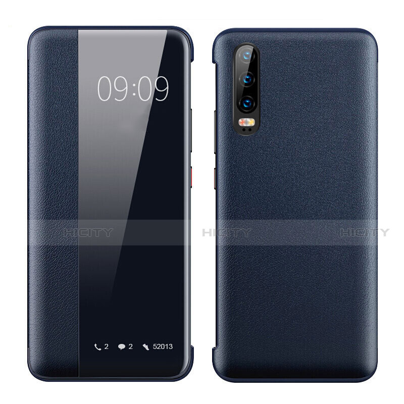 Handytasche Stand Schutzhülle Leder Hülle T01 für Huawei P30 Blau Plus