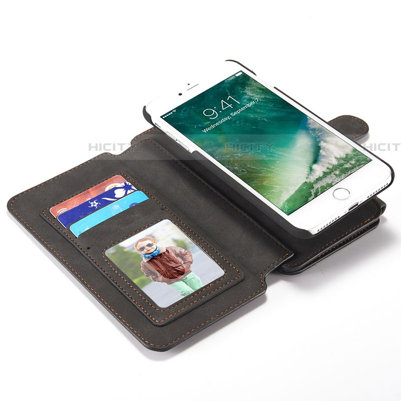 Handytasche Stand Schutzhülle Leder Hülle T02 für Apple iPhone 7 Plus groß