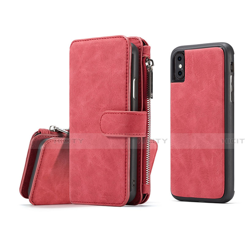 Handytasche Stand Schutzhülle Leder Hülle T02 für Apple iPhone X Rot