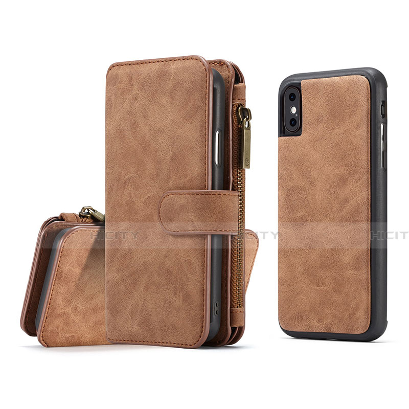 Handytasche Stand Schutzhülle Leder Hülle T02 für Apple iPhone Xs Max Orange