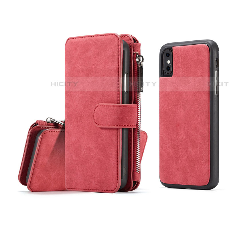 Handytasche Stand Schutzhülle Leder Hülle T02 für Apple iPhone Xs Rot