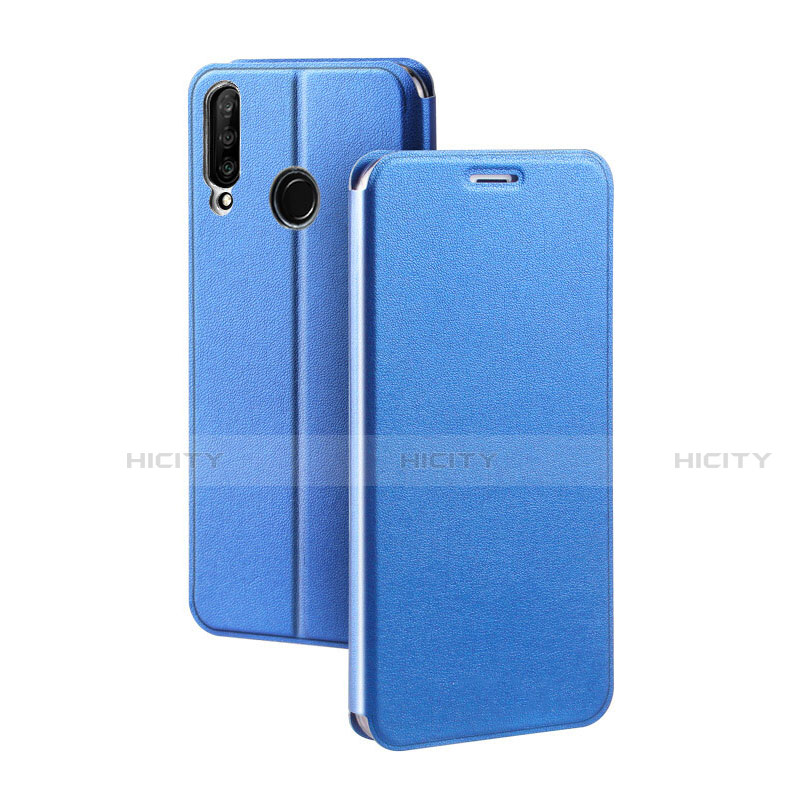 Handytasche Stand Schutzhülle Leder Hülle T02 für Huawei Nova 4e Blau