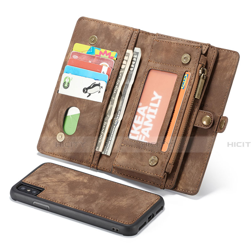 Handytasche Stand Schutzhülle Leder Hülle T03 für Apple iPhone Xs Max Braun