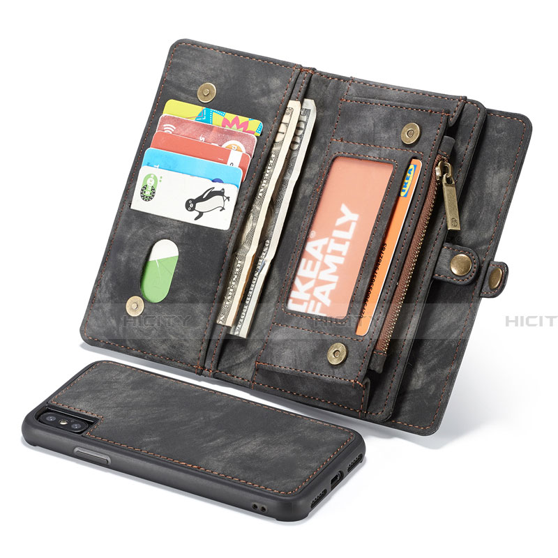 Handytasche Stand Schutzhülle Leder Hülle T03 für Apple iPhone Xs Max Schwarz Plus