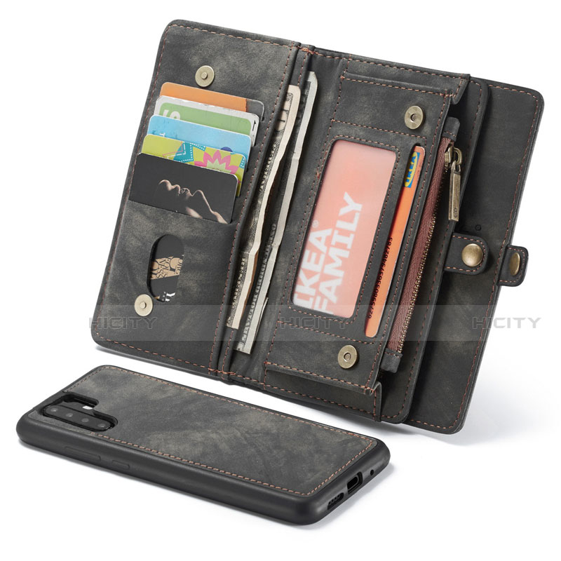 Handytasche Stand Schutzhülle Leder Hülle T03 für Huawei P30 Pro New Edition Schwarz Plus