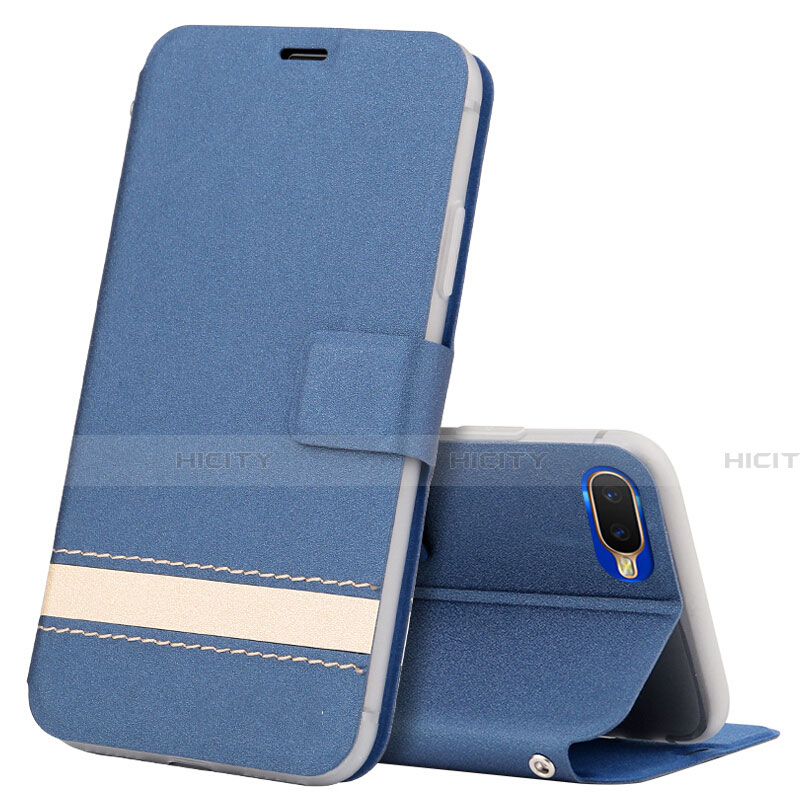 Handytasche Stand Schutzhülle Leder Hülle T03 für Oppo R15X Blau