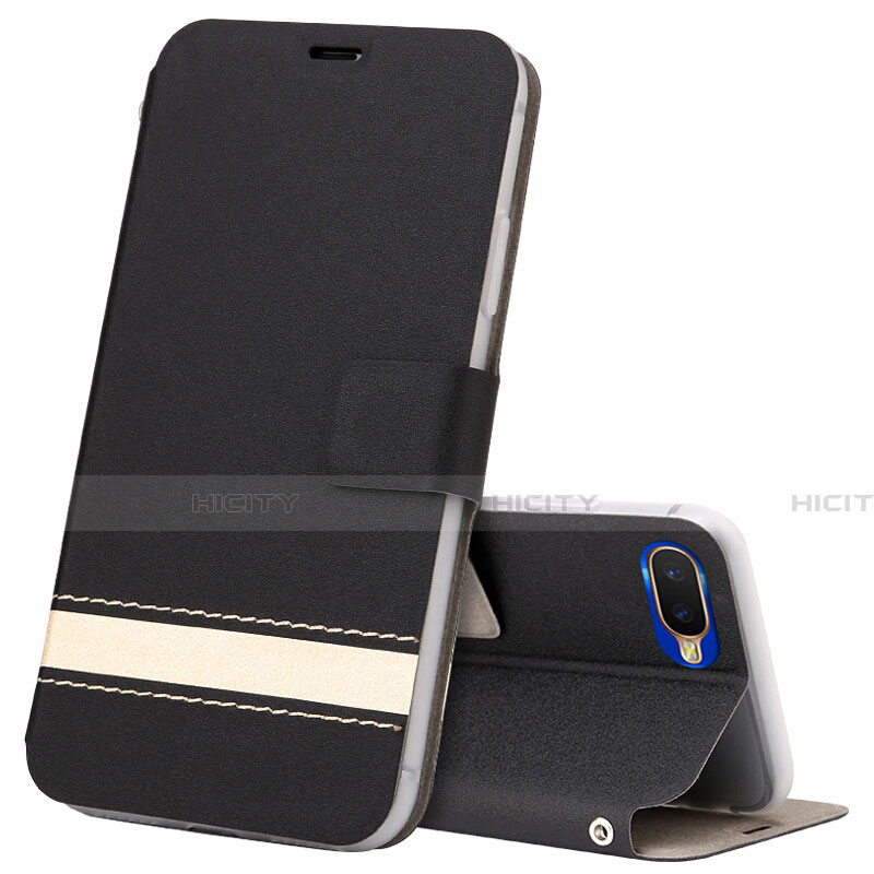 Handytasche Stand Schutzhülle Leder Hülle T03 für Oppo R15X Schwarz