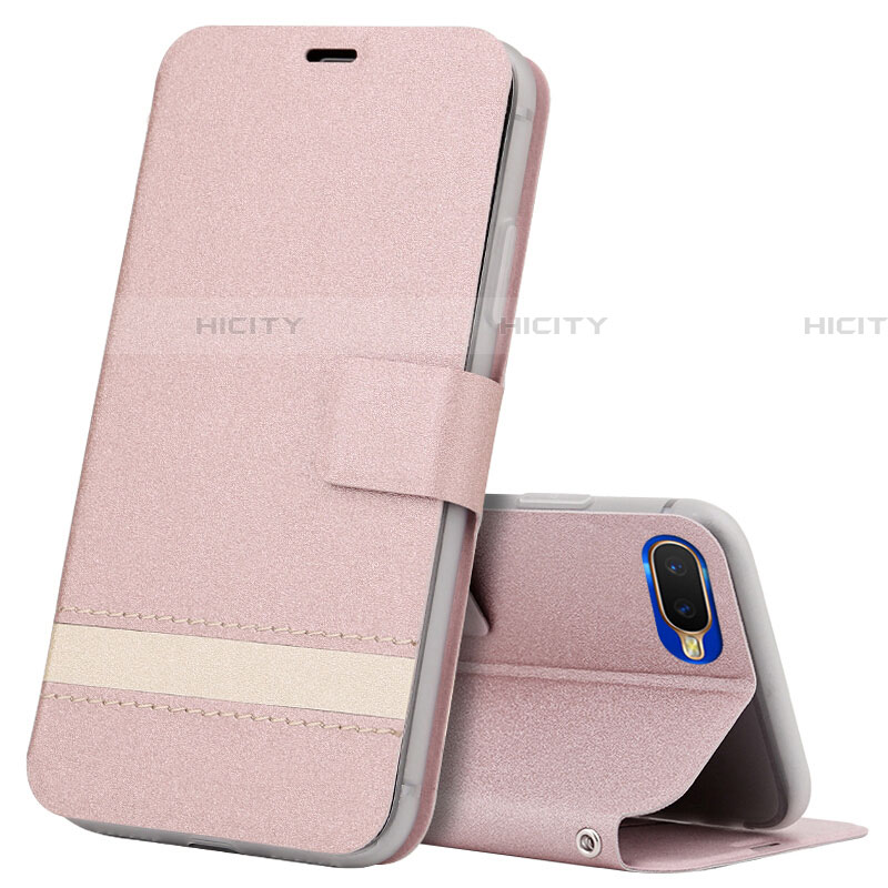 Handytasche Stand Schutzhülle Leder Hülle T03 für Oppo RX17 Neo Rosegold Plus