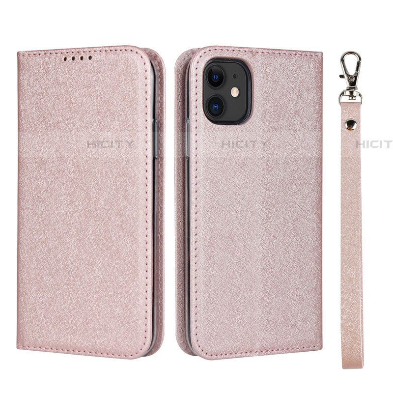 Handytasche Stand Schutzhülle Leder Hülle T04 für Apple iPhone 11 Rosegold Plus