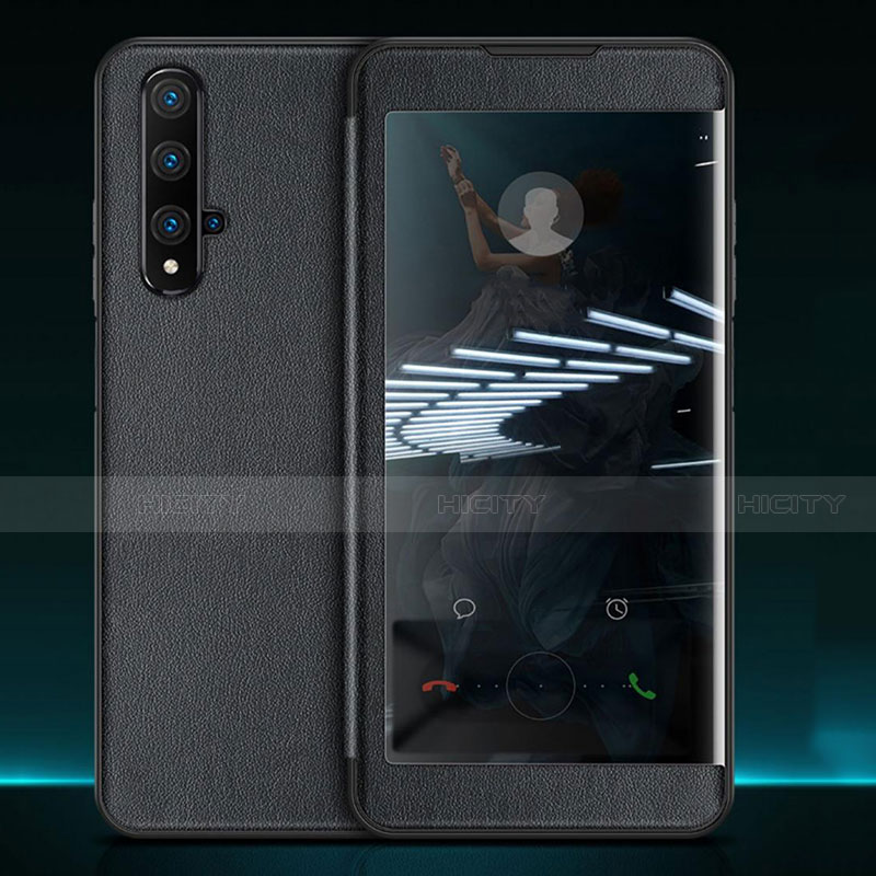 Handytasche Stand Schutzhülle Leder Hülle T05 für Huawei Honor 20S Schwarz