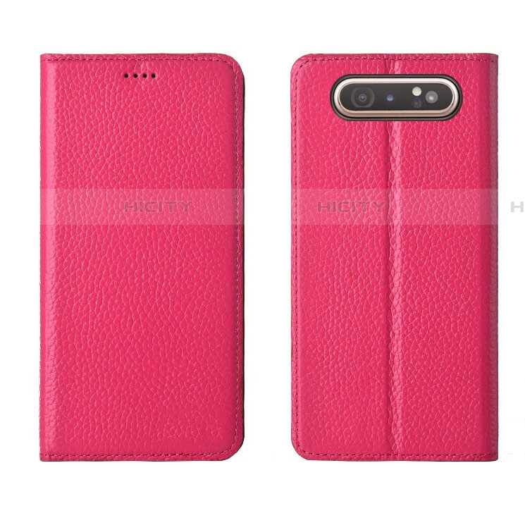 Handytasche Stand Schutzhülle Leder Hülle T05 für Samsung Galaxy A80 Pink Plus