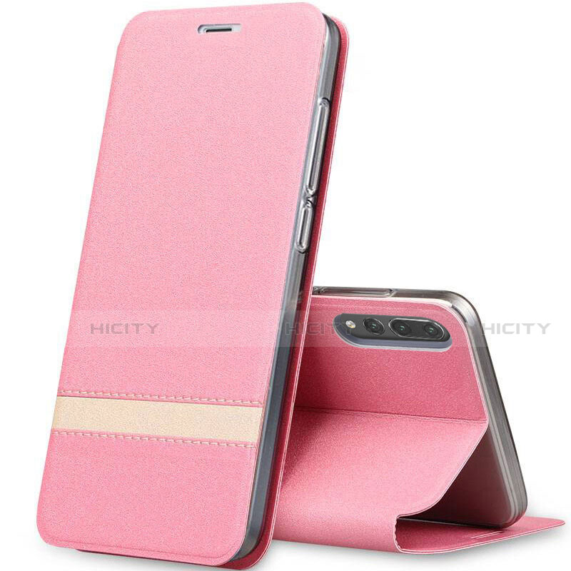 Handytasche Stand Schutzhülle Leder Hülle T06 für Huawei P20 Pro Rosa Plus