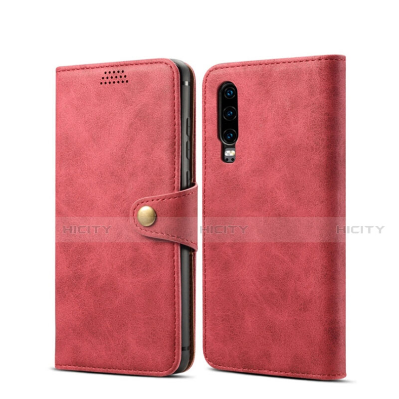 Handytasche Stand Schutzhülle Leder Hülle T06 für Huawei P30 Rot