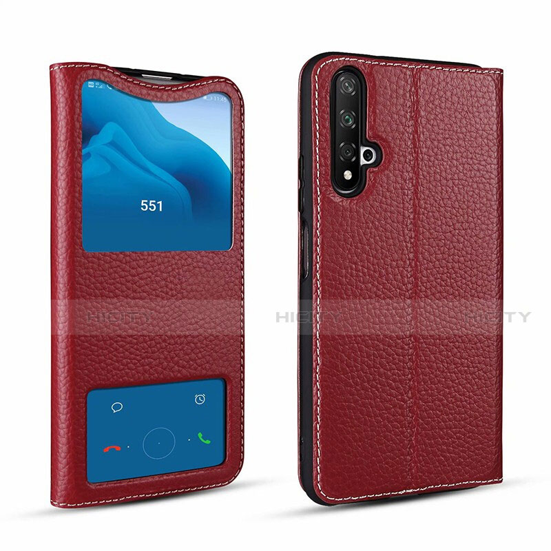 Handytasche Stand Schutzhülle Leder Hülle T07 für Huawei Honor 20 Rot