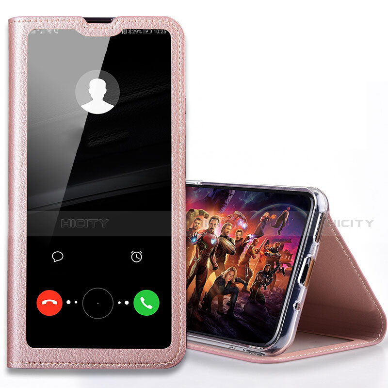 Handytasche Stand Schutzhülle Leder Hülle T08 für Huawei P Smart+ Plus (2019) Rosegold