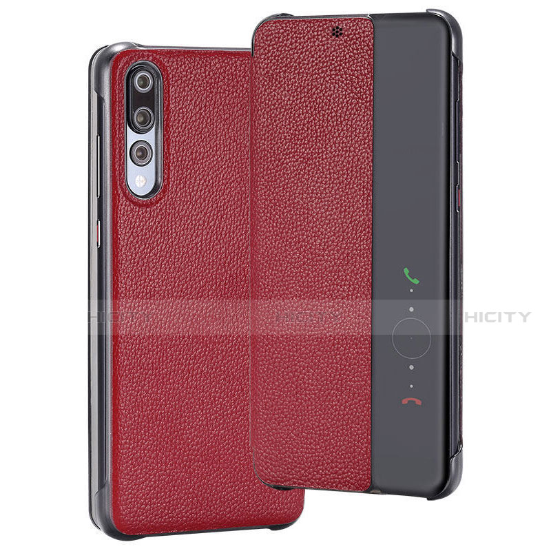 Handytasche Stand Schutzhülle Leder Hülle T08 für Huawei P20 Pro Rot