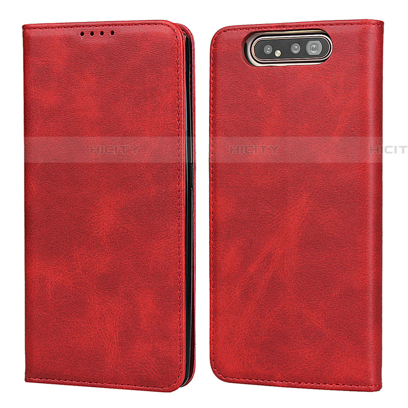 Handytasche Stand Schutzhülle Leder Hülle T08 für Samsung Galaxy A80 Rot