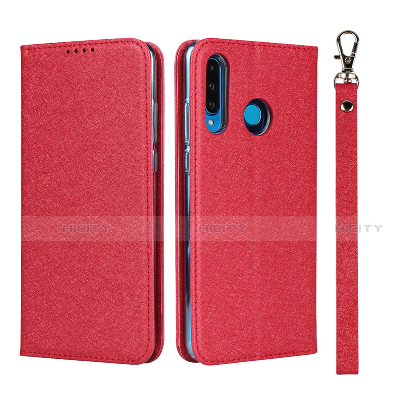 Handytasche Stand Schutzhülle Leder Hülle T09 für Huawei P30 Lite New Edition Rot