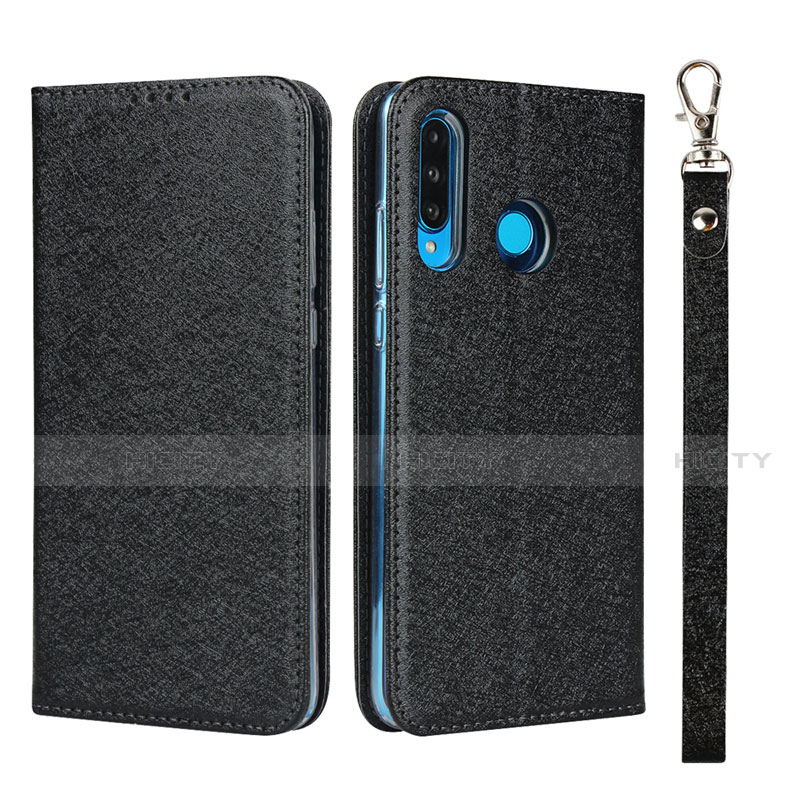 Handytasche Stand Schutzhülle Leder Hülle T09 für Huawei P30 Lite New Edition Schwarz