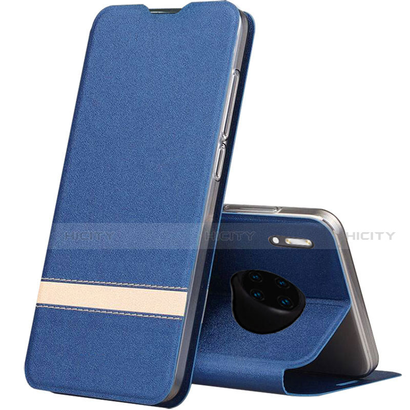 Handytasche Stand Schutzhülle Leder Hülle T12 für Huawei Mate 30 Blau