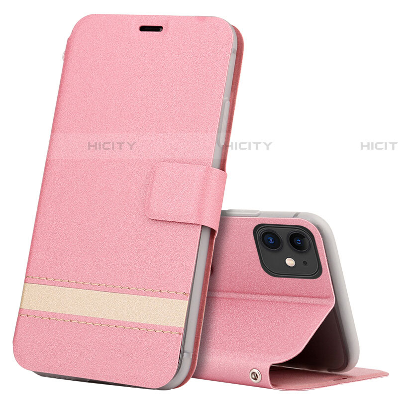 Handytasche Stand Schutzhülle Leder Hülle T14 für Apple iPhone 11 Rosa Plus