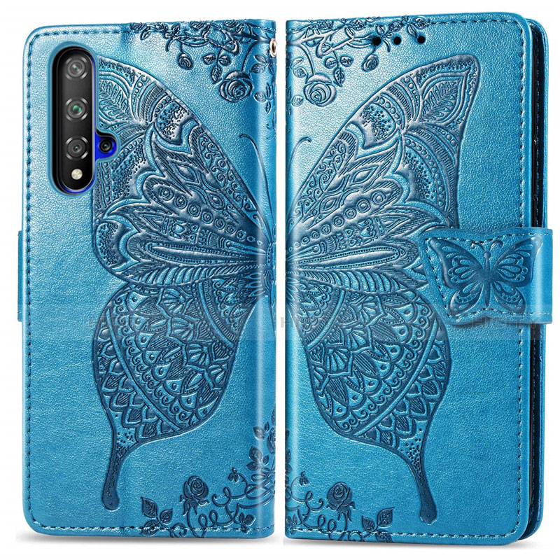 Handytasche Stand Schutzhülle Leder Hülle T19 für Huawei Honor 20S Blau