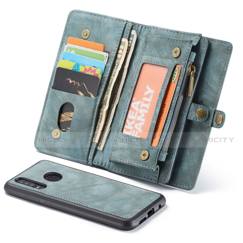 Handytasche Stand Schutzhülle Leder Hülle Z02 für Huawei Nova 4e Cyan