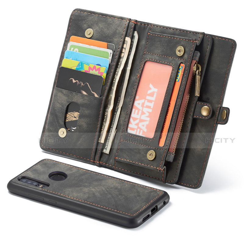 Handytasche Stand Schutzhülle Leder Hülle Z02 für Huawei P30 Lite XL Schwarz