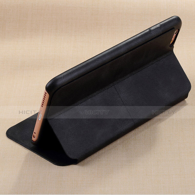 Handytasche Stand Schutzhülle Leder L01 für Apple iPhone 6 Plus Schwarz