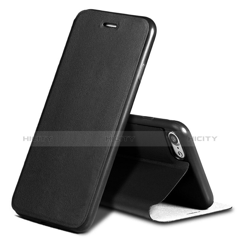 Handytasche Stand Schutzhülle Leder L01 für Apple iPhone 7 Schwarz Plus