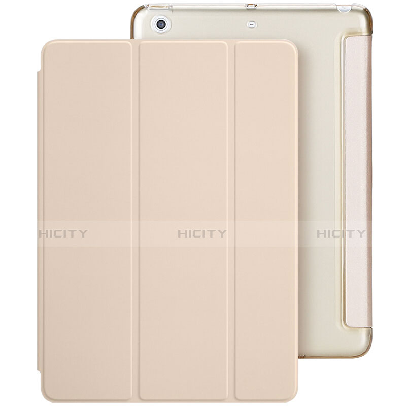 Handytasche Stand Schutzhülle Leder L01 für Apple New iPad 9.7 (2017) Gold groß